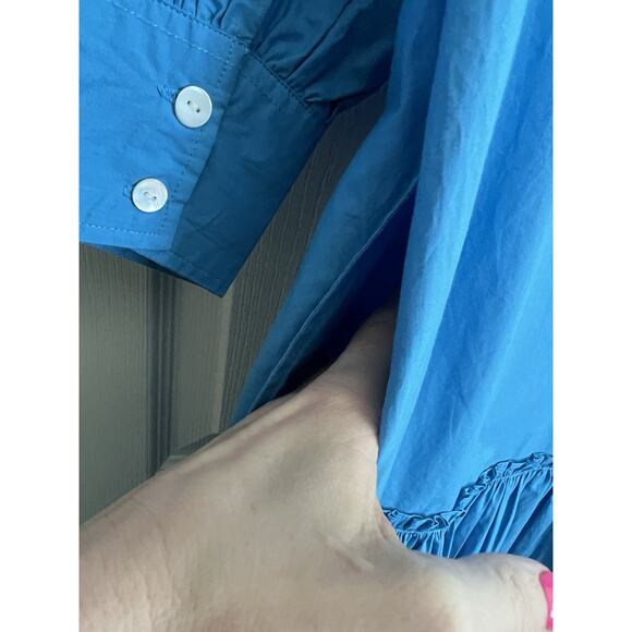 OLIVIA JAMES THE LABEL Chloe Mykonos Blue Ruffle Flounce Hem Dress - Picture 9 of 15